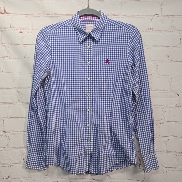 Brooks Brothers Tops - Brooks Brothers 1818 Blue White Checked Long Sleeve Shirt Womens Size 4